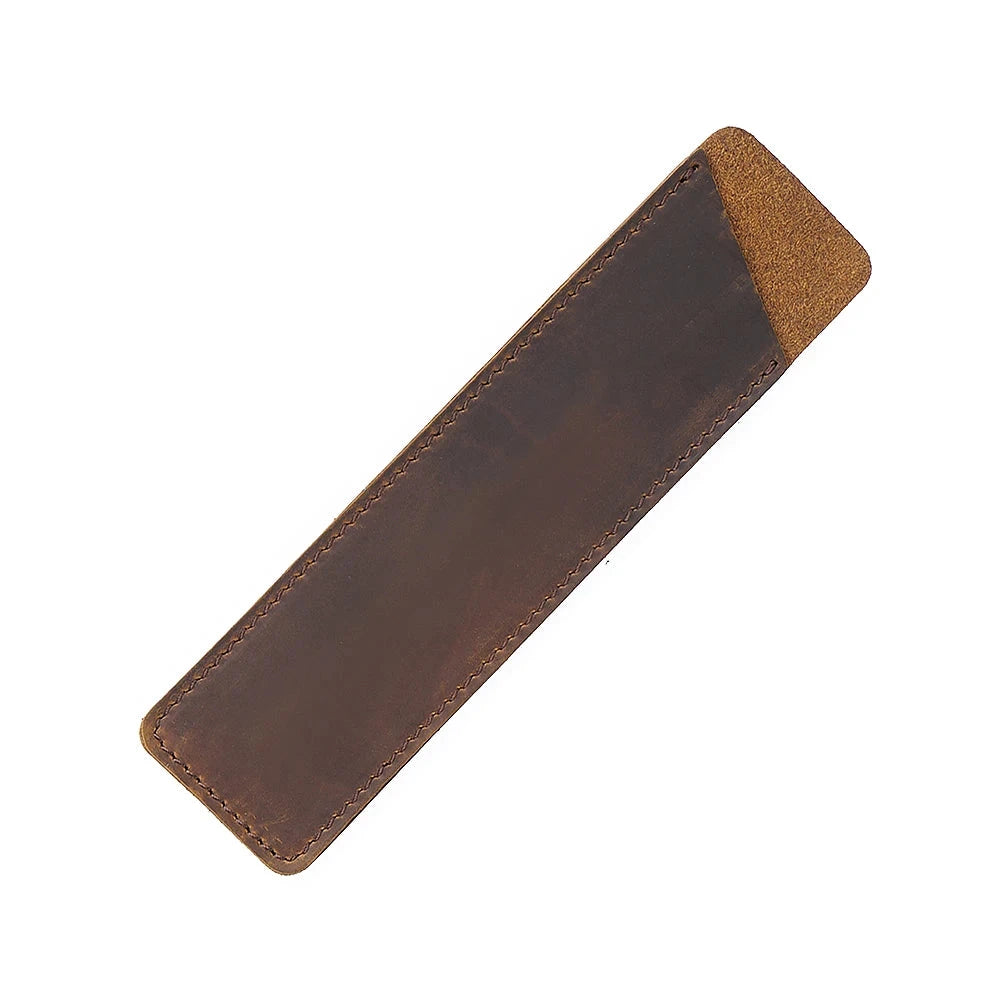 Étui à stylo en cuir marron fait main – accessoire chic et durable pour étudiants en droit – Boutique Easy Droit
