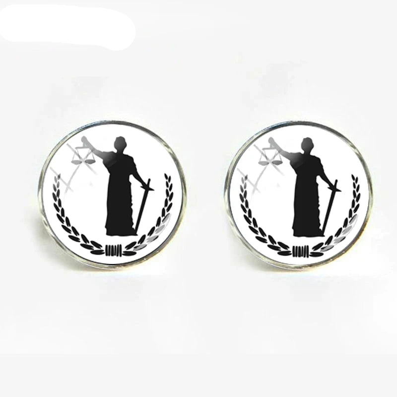 Boutons de manchette Justice – symbole de la balance du droit – Boutique Easy Droit
