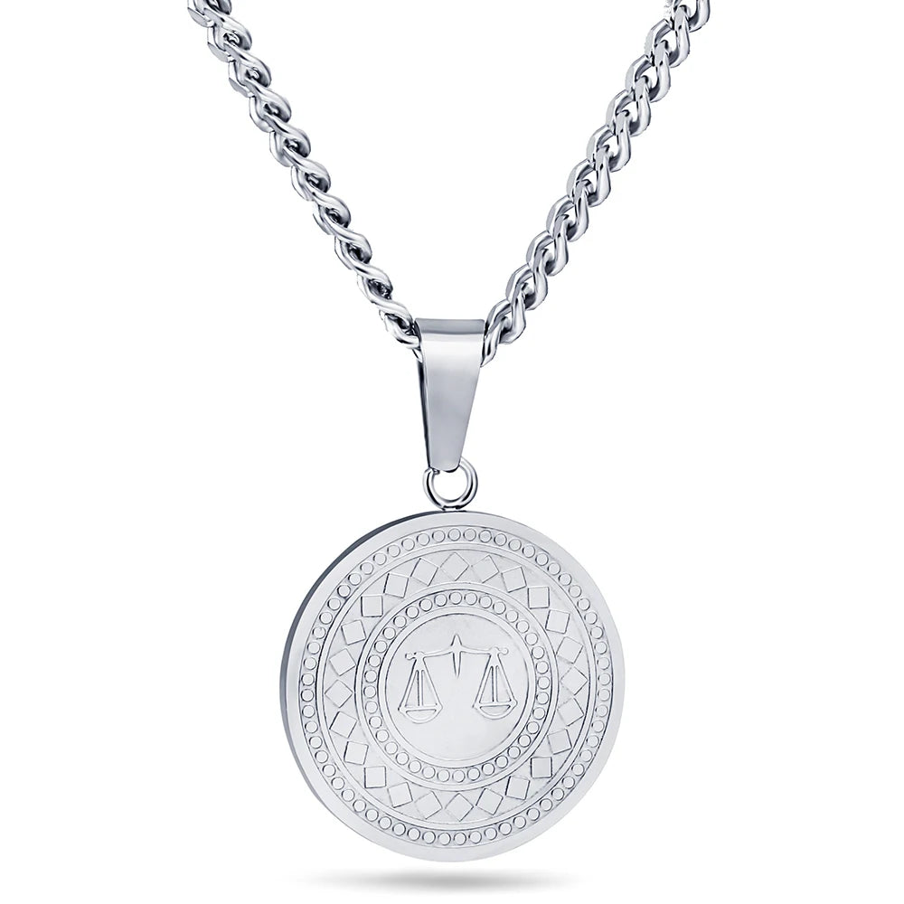 Collier médaillon "balance de la justice"