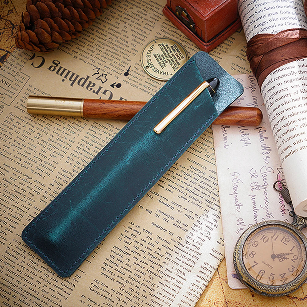 Etui à stylo en cuir véritable