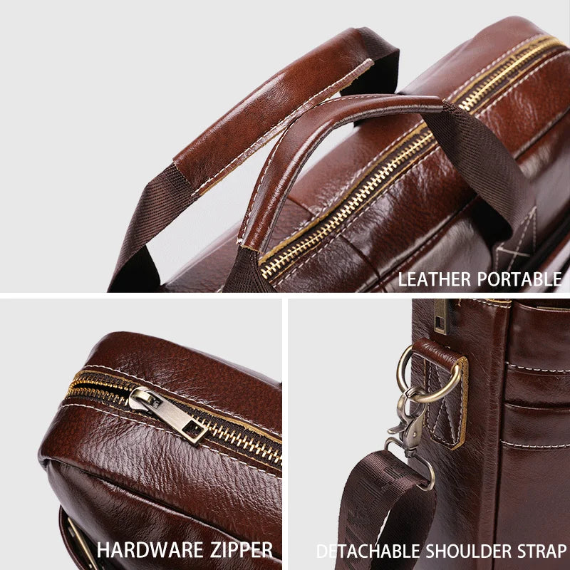 Mallette en cuir véritable pour homme
