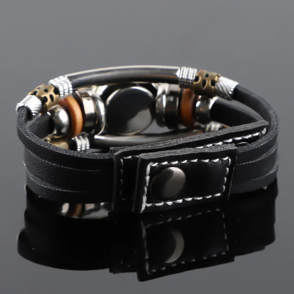 Bracelet vintage en cuir tressé – Balance de la Justice