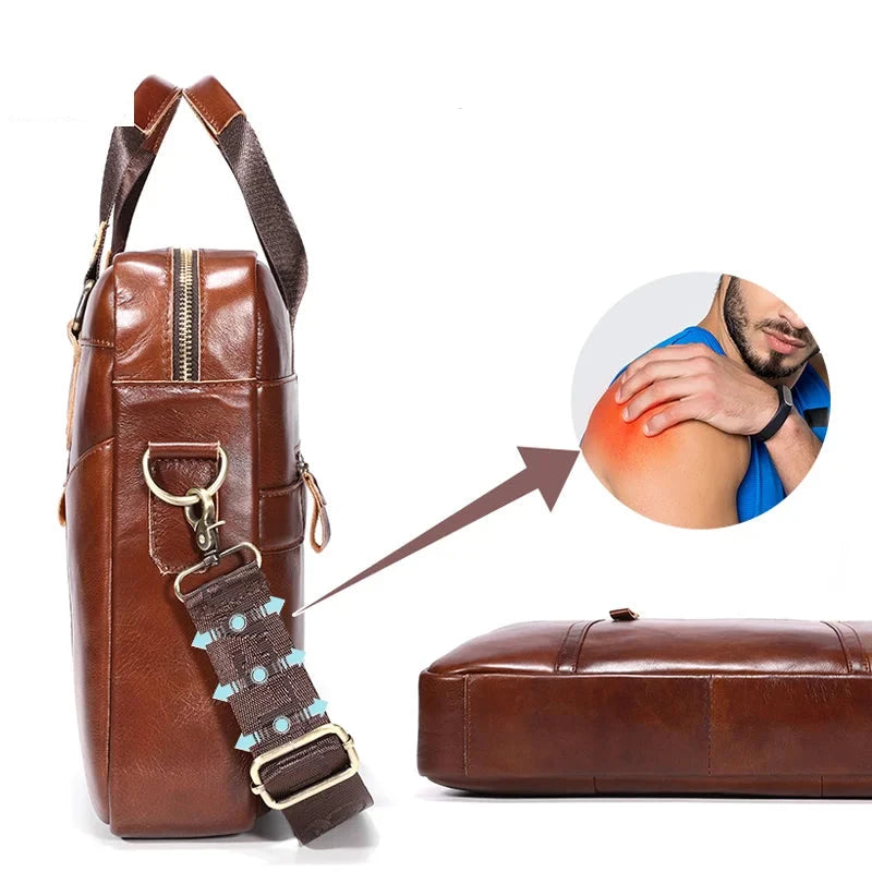Sacoche en cuir véritable pour homme 15"