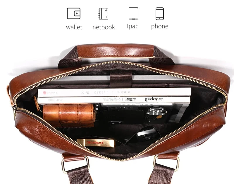 Sacoche en cuir véritable pour homme 15"