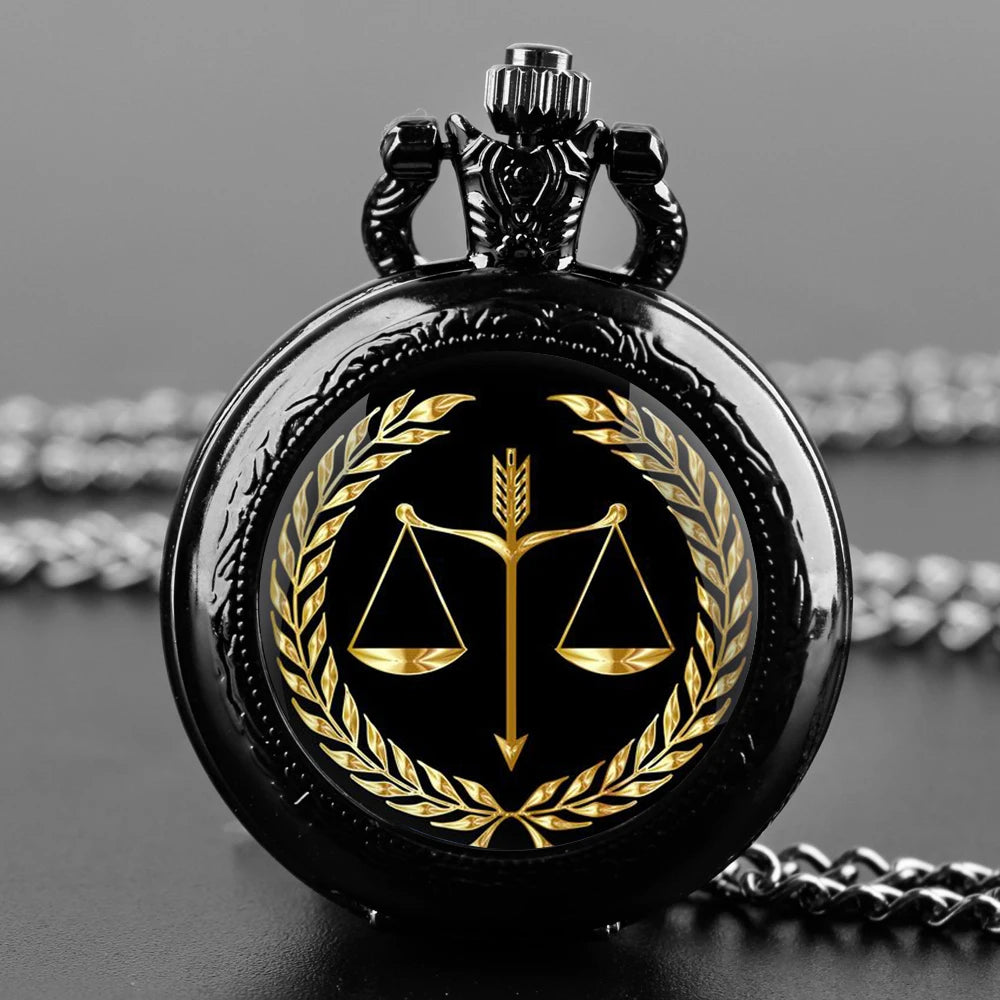 Montre à gousset Justice avec chaîne