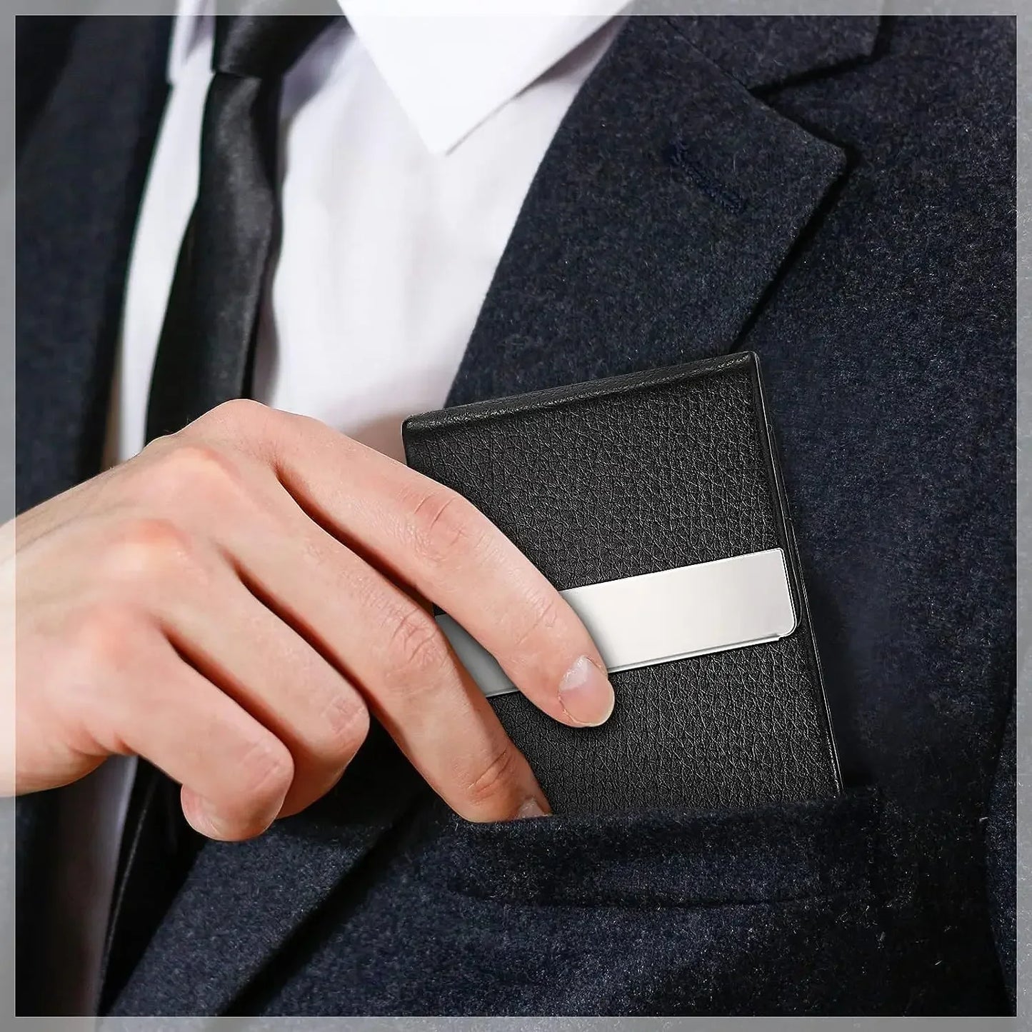 porte-cartes de visite en cuir PU