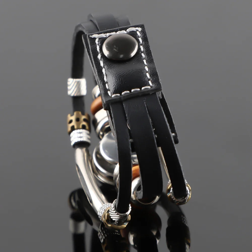 Bracelet vintage en cuir tressé – Balance de la Justice
