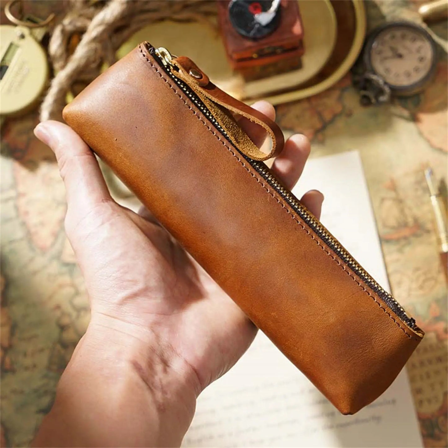 Trousse en cuir véritable