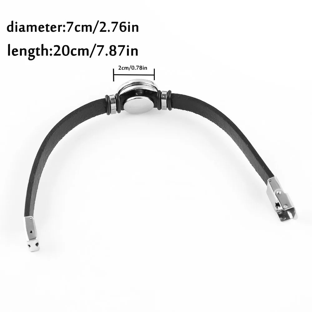 Bracelet en cuir noir – Balance de la Justice