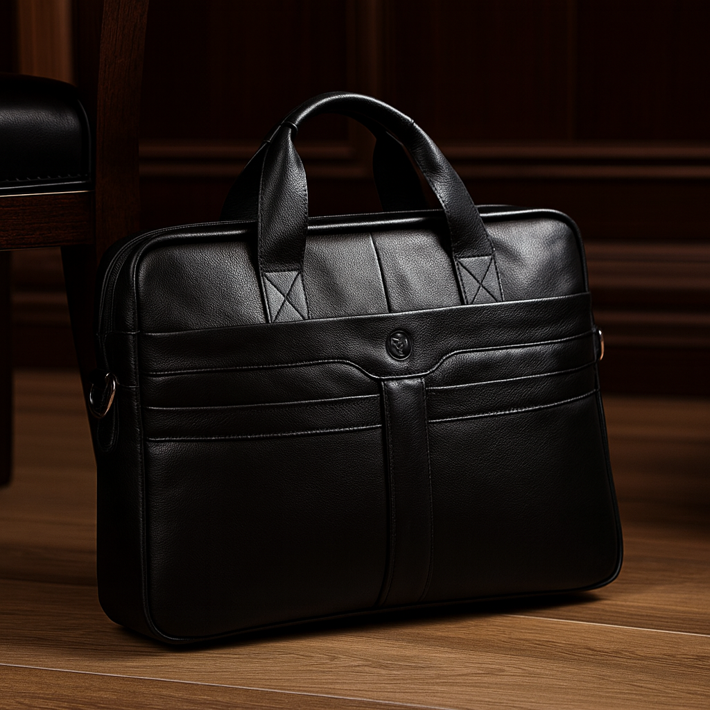 Mallette en cuir véritable pour homme