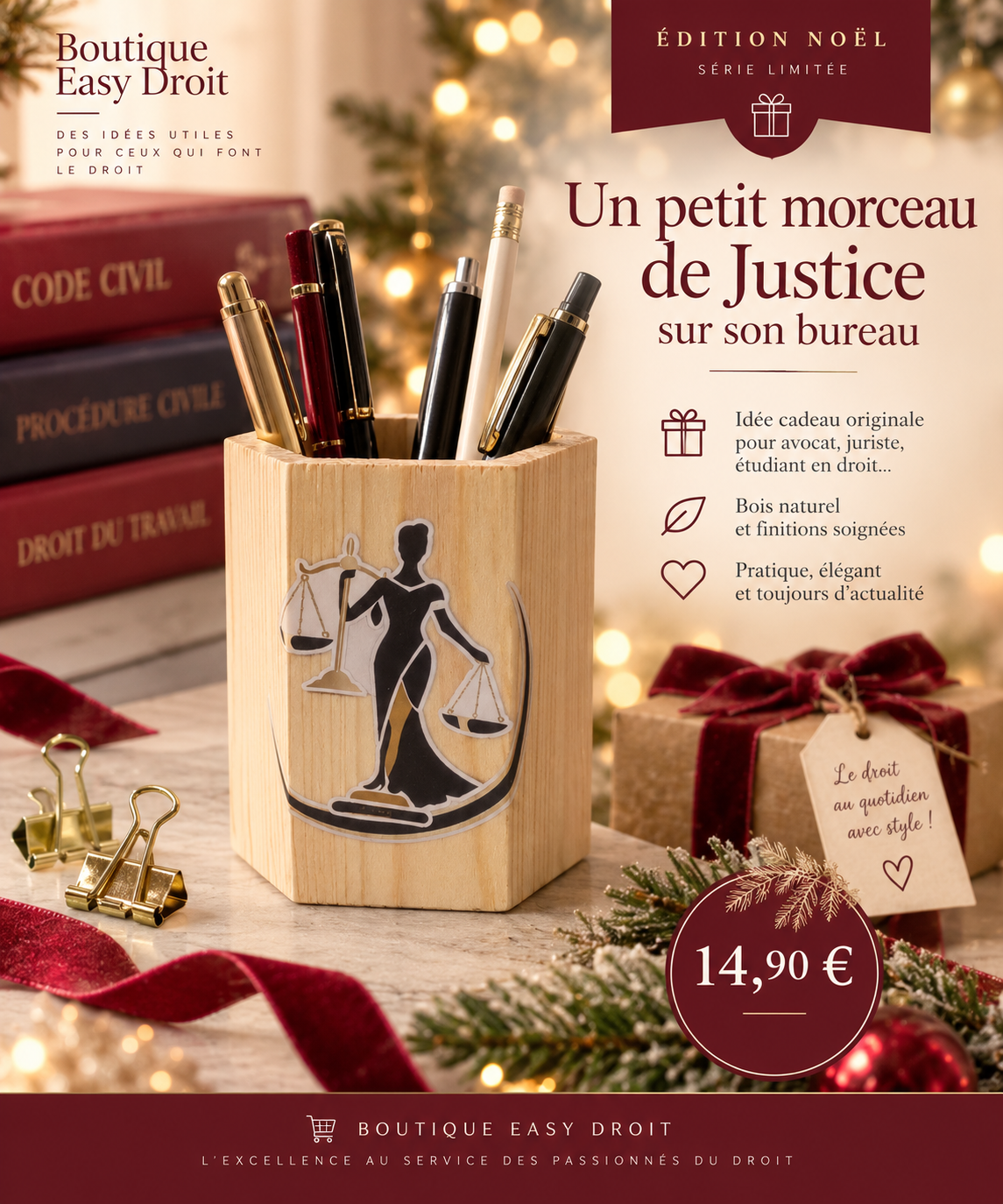 Pot à crayons en bois élégant