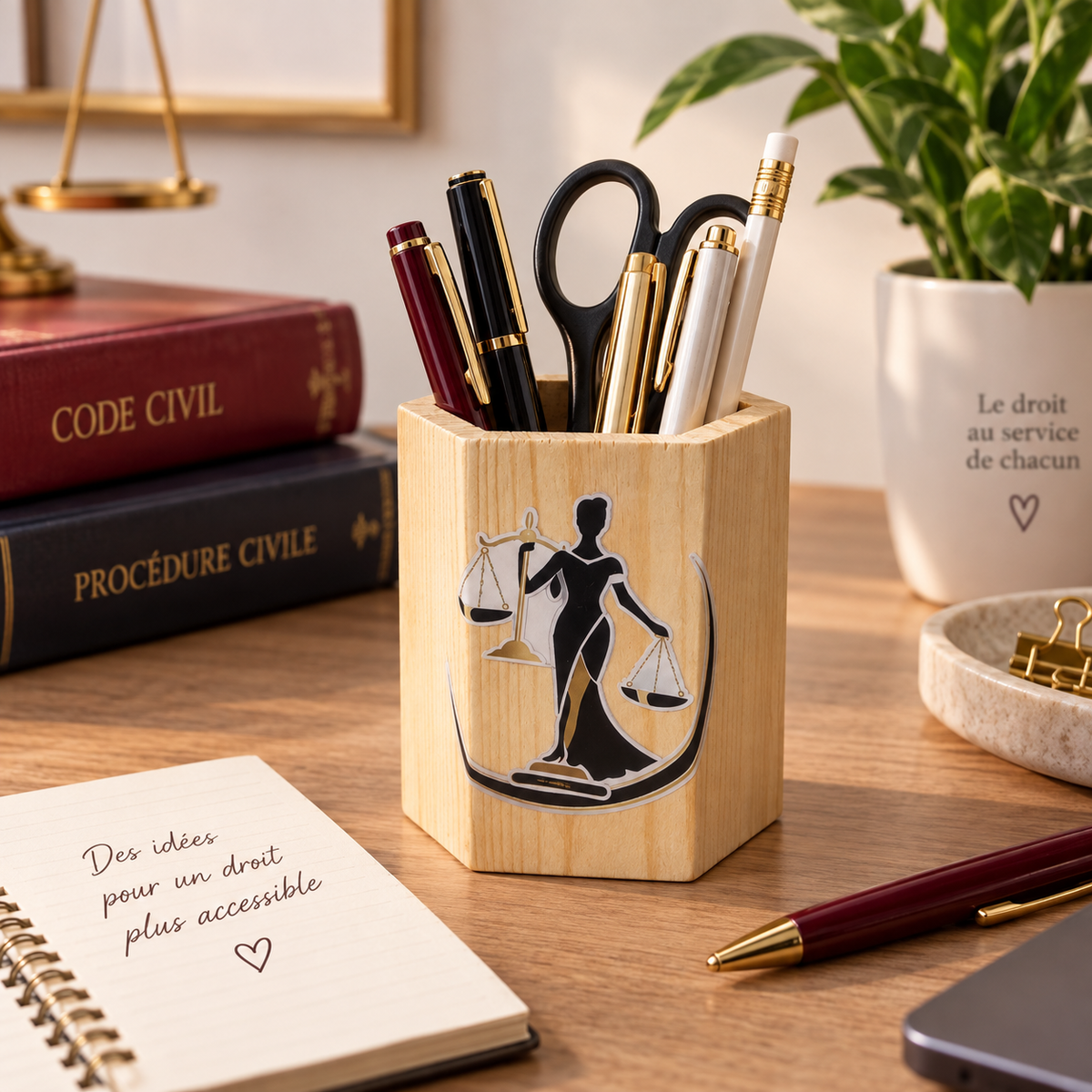 Pot à crayons en bois élégant