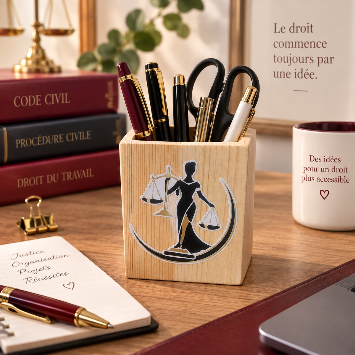 Pot à crayons en bois élégant