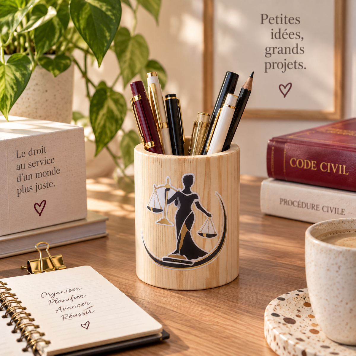 Pot à crayons en bois élégant