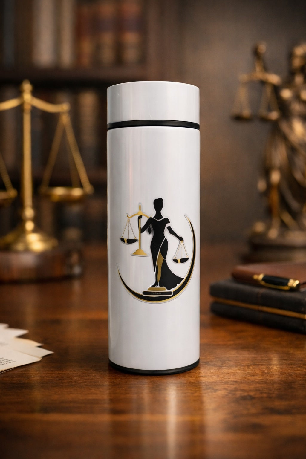 Bouteille isotherme intelligente blanche avec symbole de la Justice 500 ml – Boutique Easy Droit