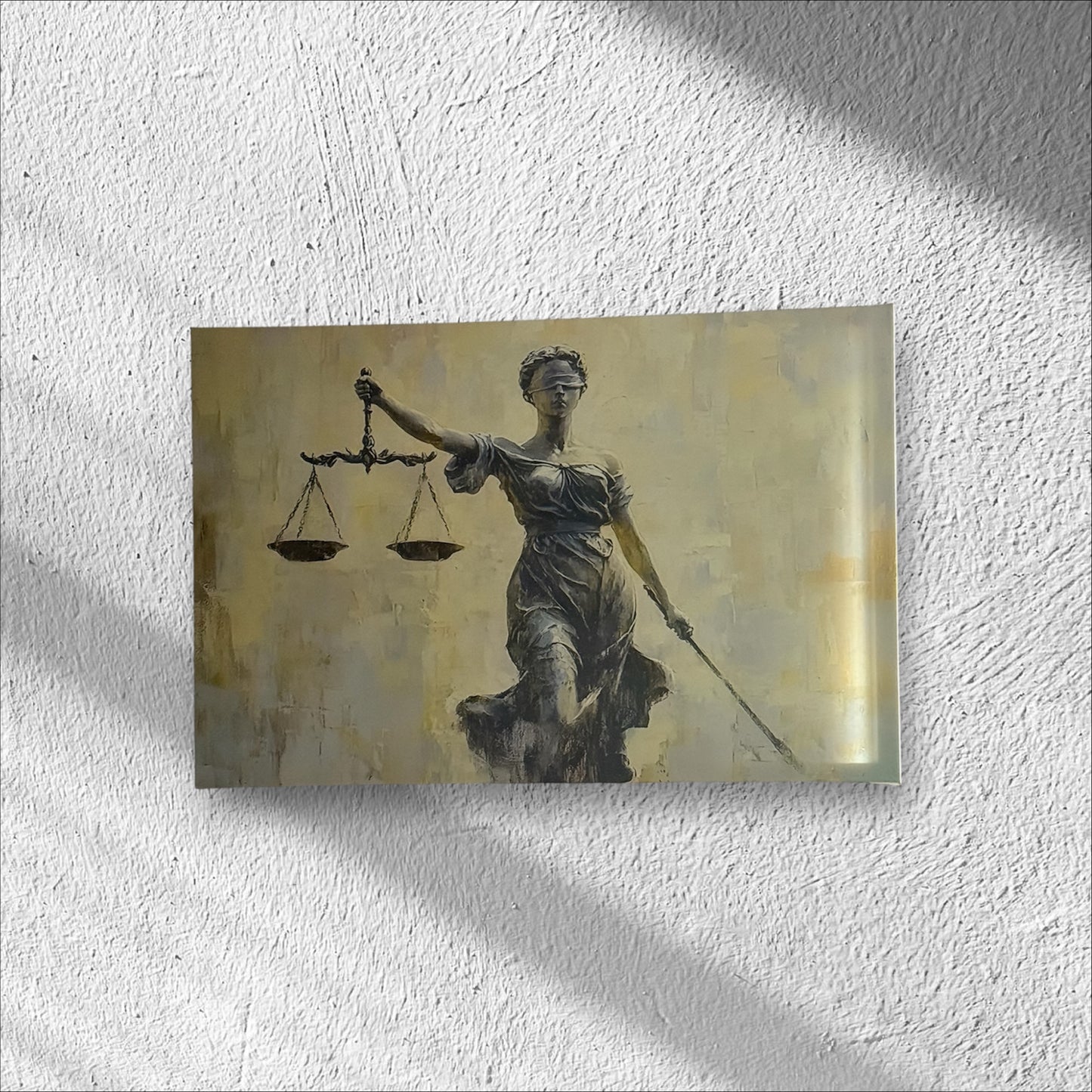 Tableau déesse de la justice avec balance et glaive, œuvre décorative juridique contemporaine idéale pour cabinet d’avocat ou bureau – Boutique Easy Droit
