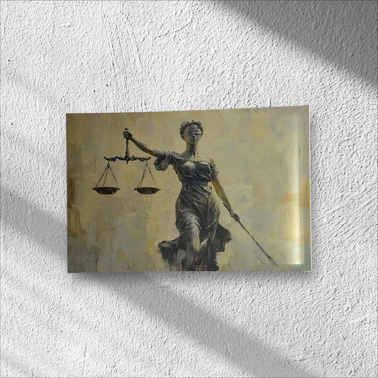 Tableau déesse de la justice avec balance et glaive, œuvre décorative juridique contemporaine idéale pour cabinet d’avocat ou bureau – Boutique Easy Droit